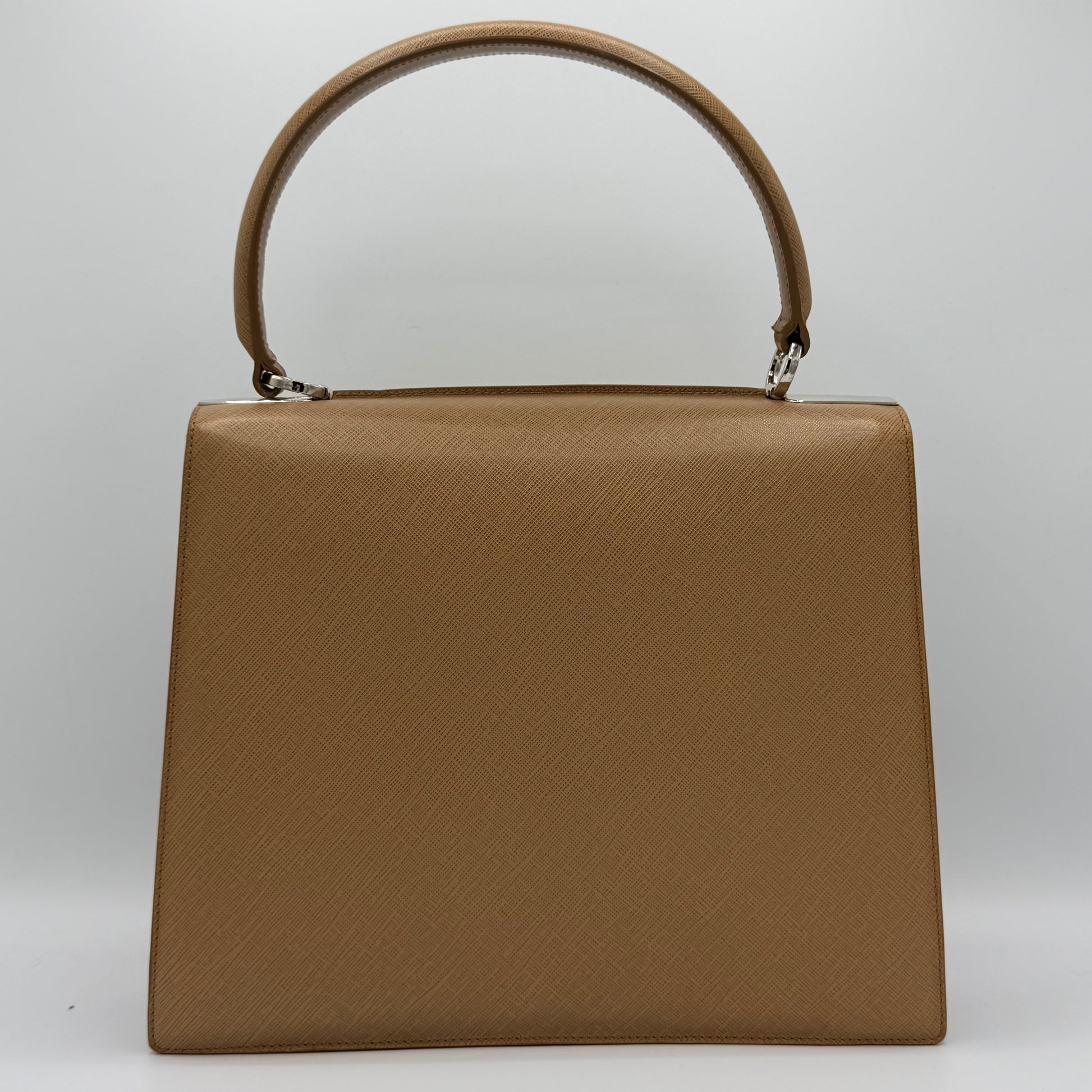 Double Gancini Top Handle Bag Saffiano Leather Small