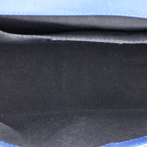Patent Calfskin Quilted Medium Plexiglass Boy Flap Blue twins