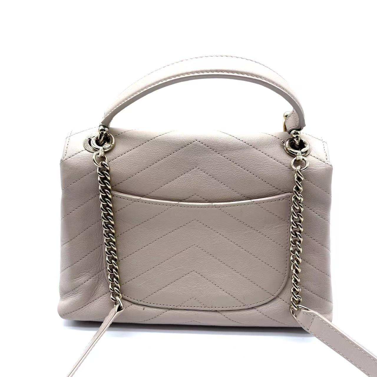 Chevron Chic Top Handle Bag Chevron Calfskin with Elaphe Small