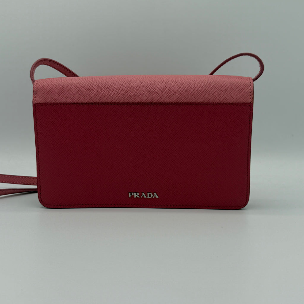 Turn Lock Wallet Crossbody Saffiano Leather Small