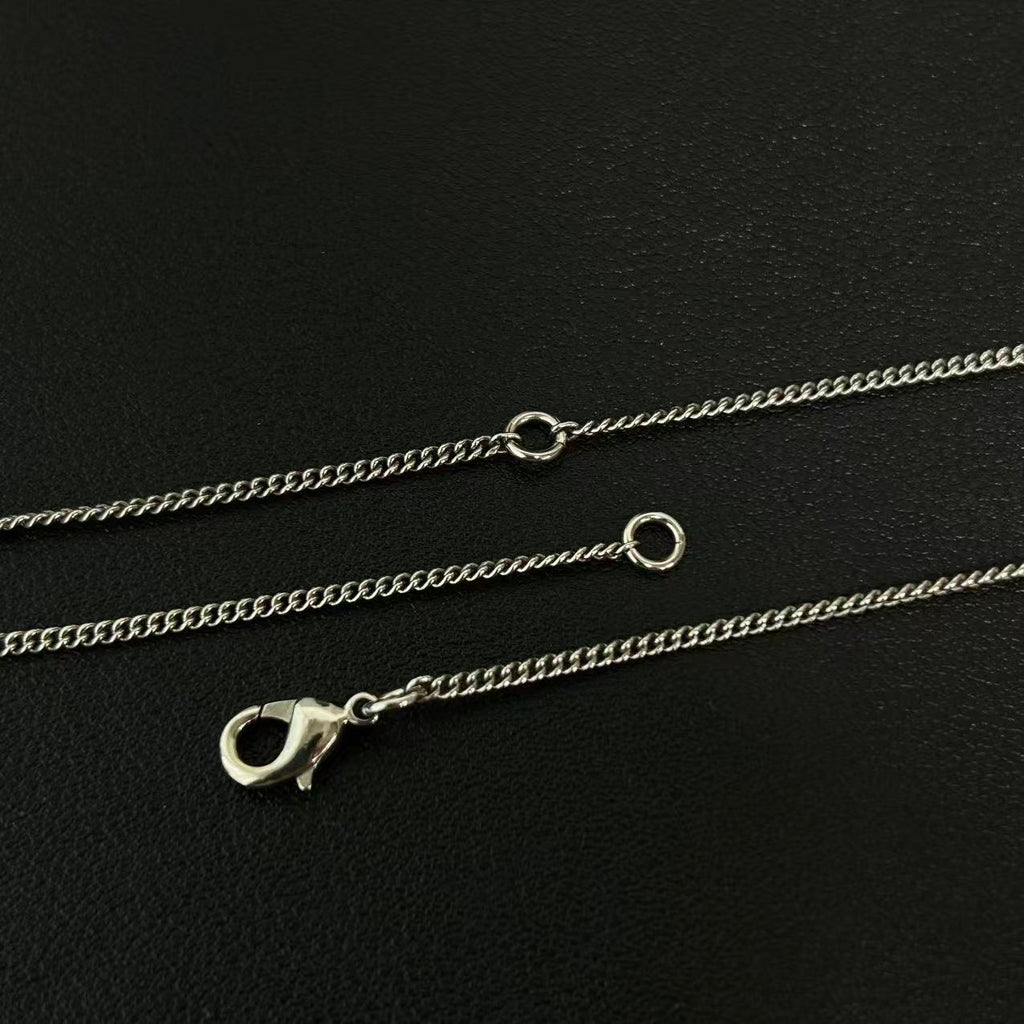 Chanel Baguette Crystal Large CC Necklace Silver Black twins LDJ4471