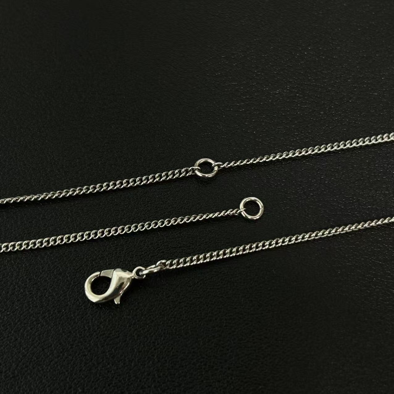 Chanel Baguette Crystal Large CC Necklace Silver Black twins LDJ4471