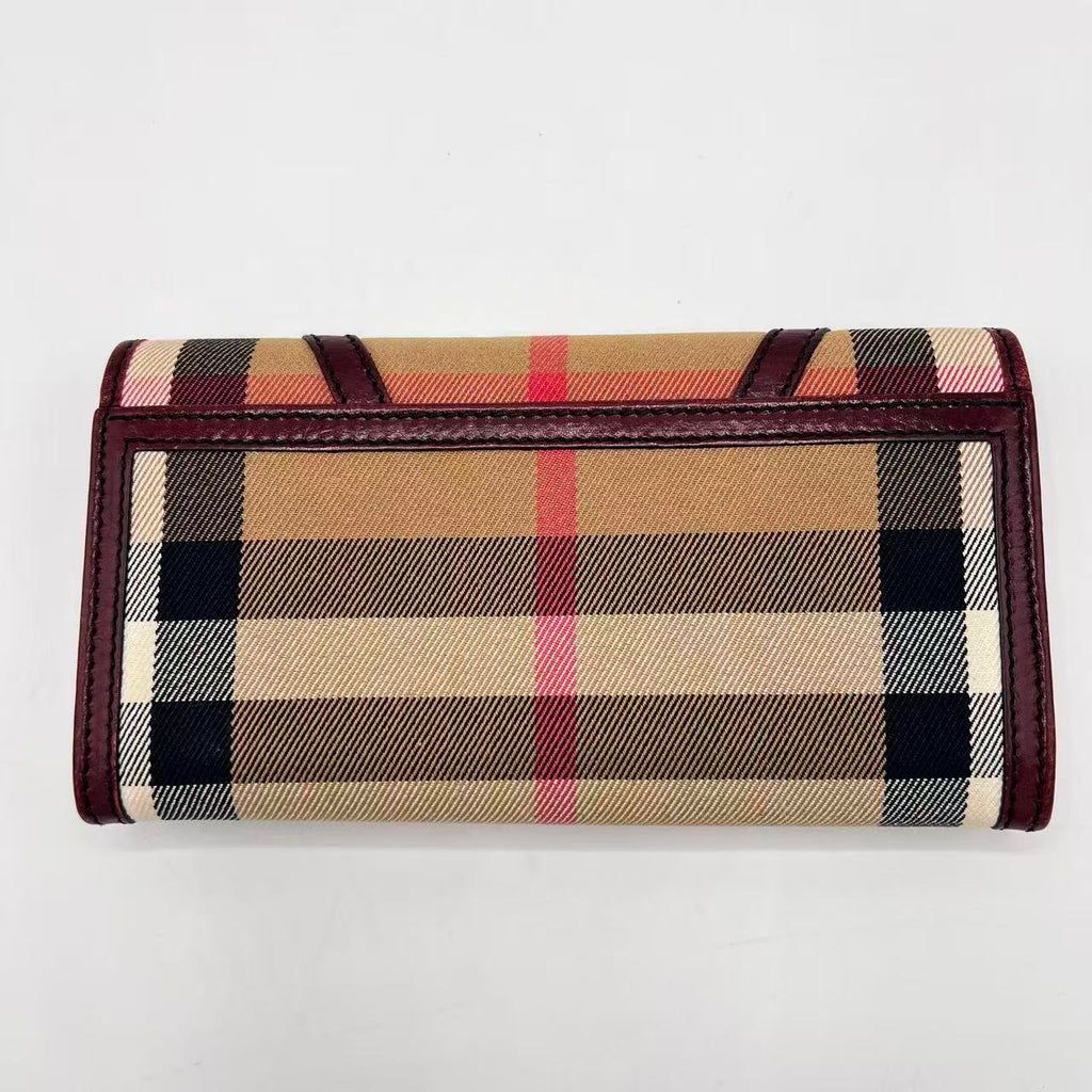 House Check Canvas and Leather Flap Wallet