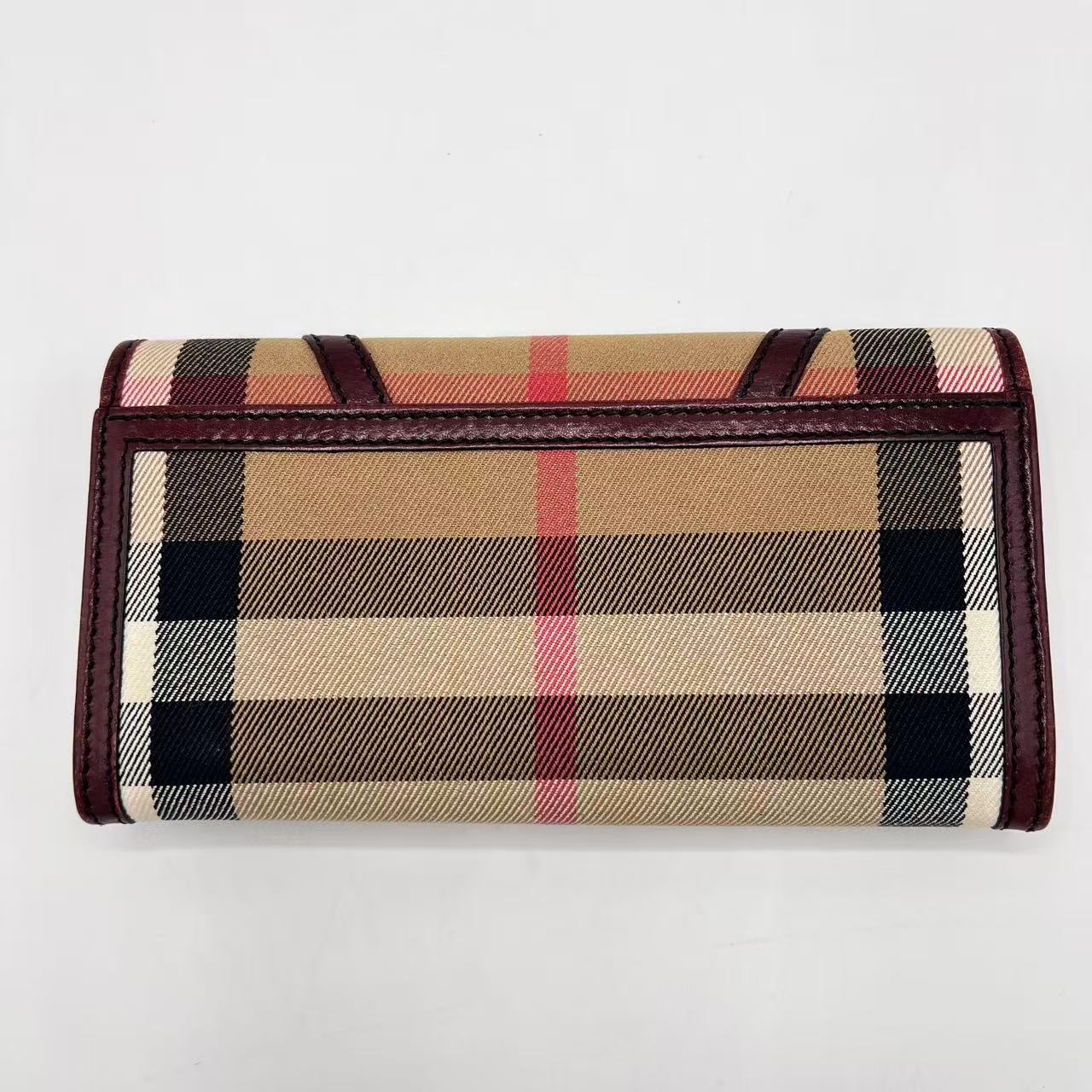 House Check Canvas and Leather Flap Wallet