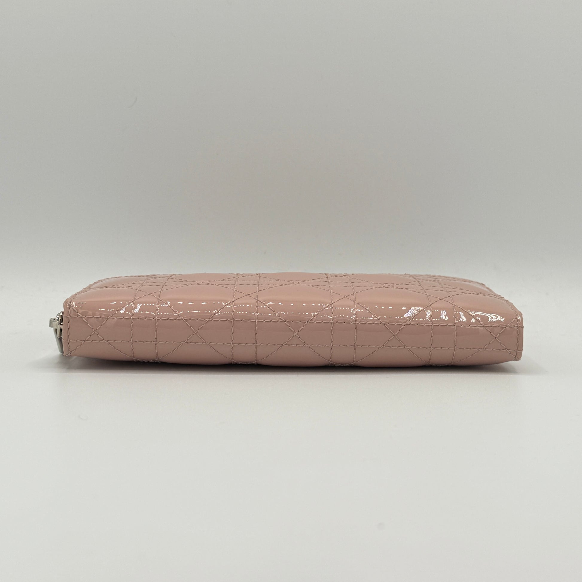 Patent Cannage Lady Dior Continental Zip Wallet Pink