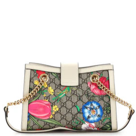 Padlock Chain Tote Flora GG Coated Canvas Small Twins
