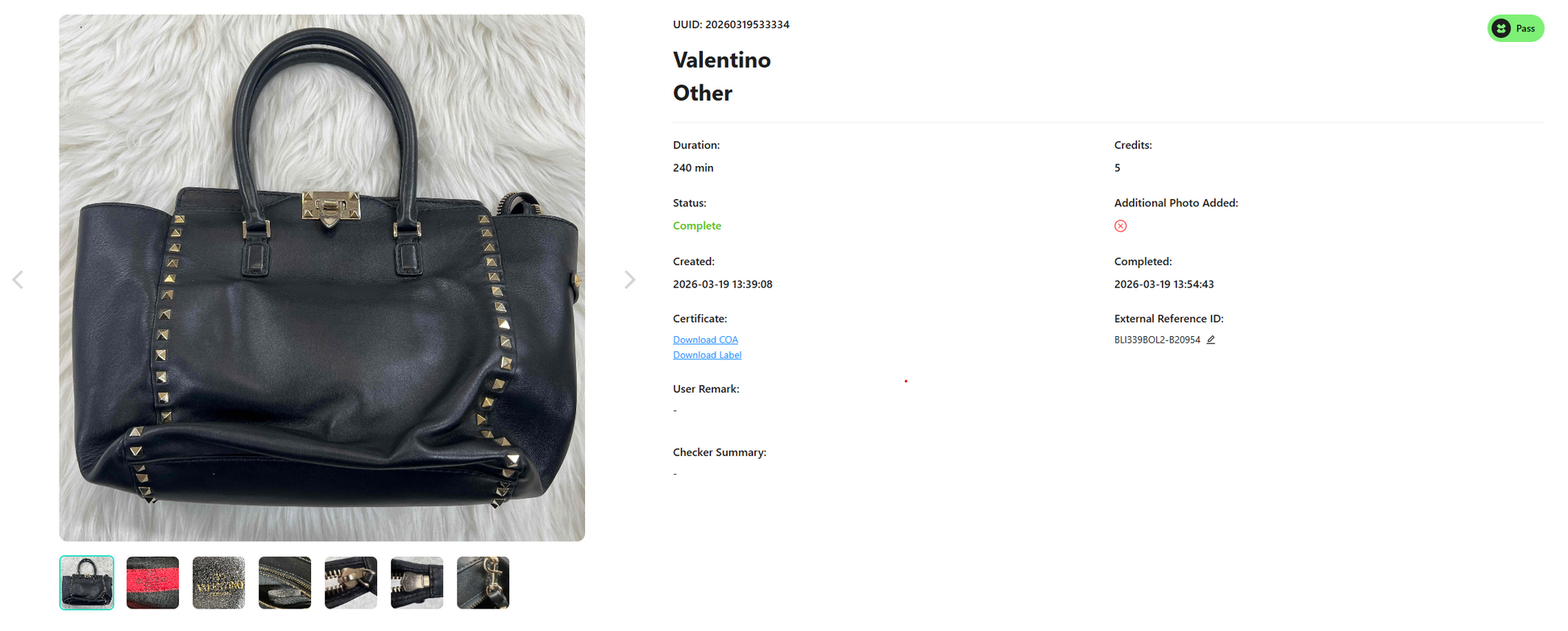 Valentino Black Leather Rockstud Medium Double Handle Tote Bag  B20954