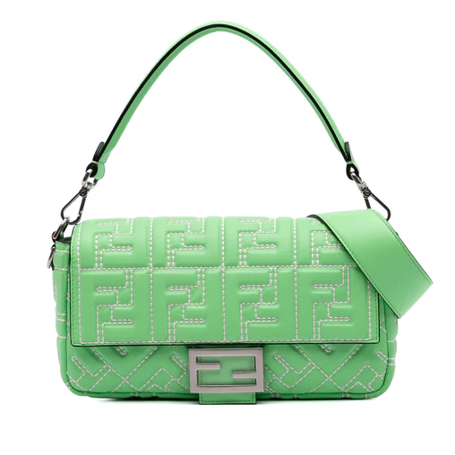 Baguette NM Bag Zucca Stitched Embossed Leather Medium Twins B21180