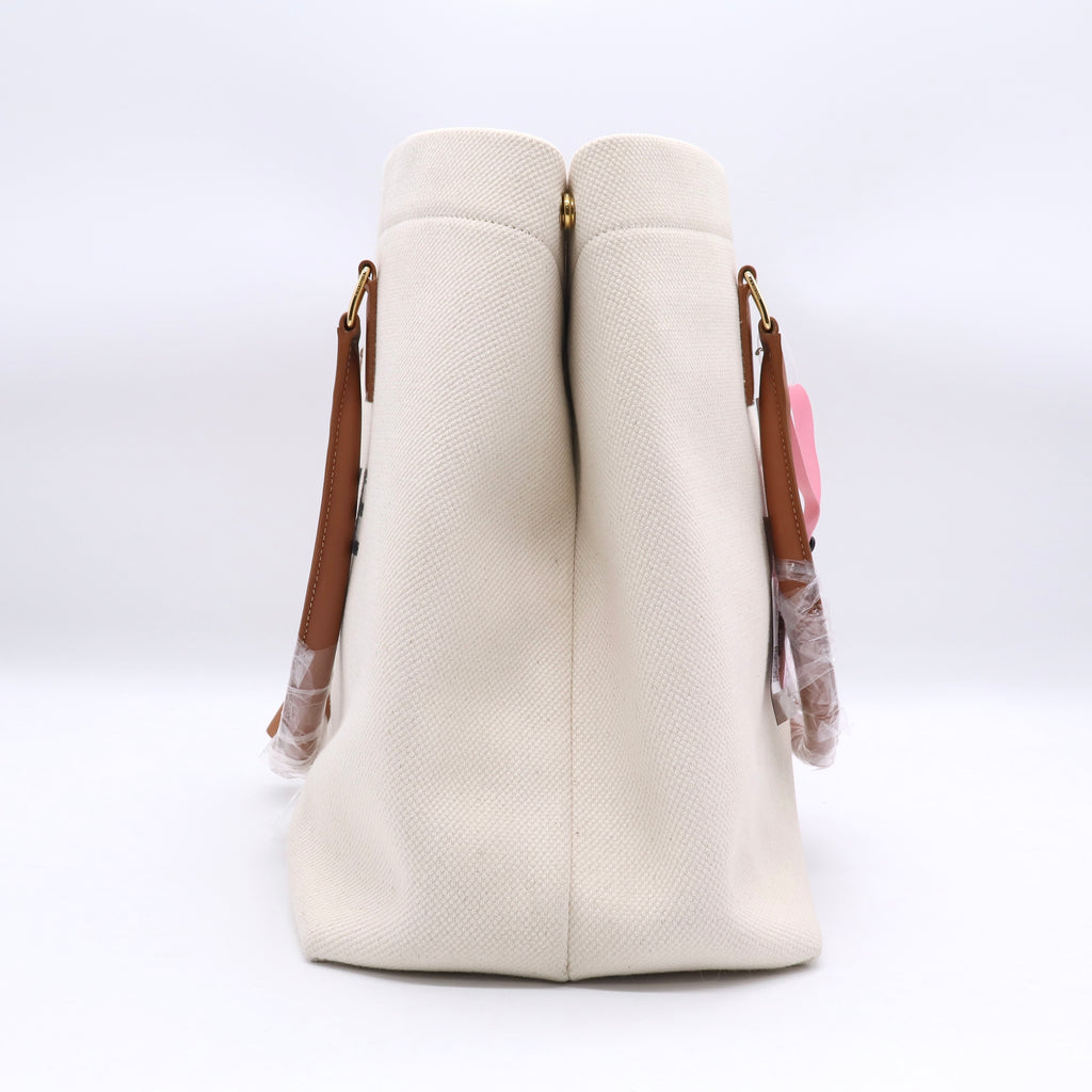 Horizontal Cabas Tote Canvas with Leather Twins LDJ3527