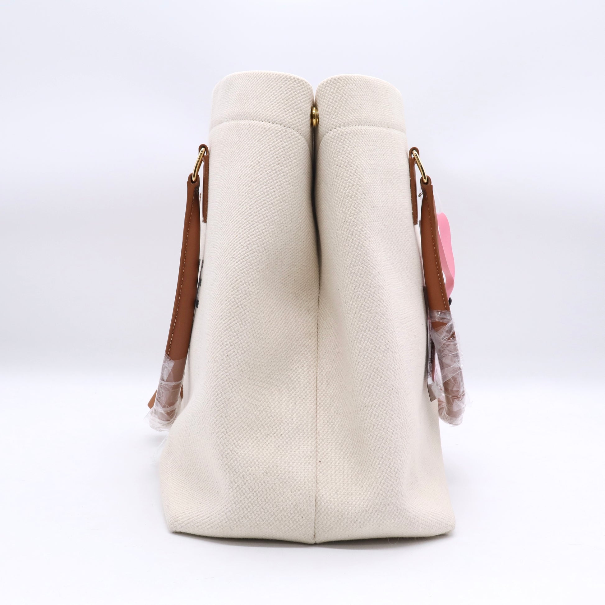 Horizontal Cabas Tote Canvas with Leather Twins LDJ3527