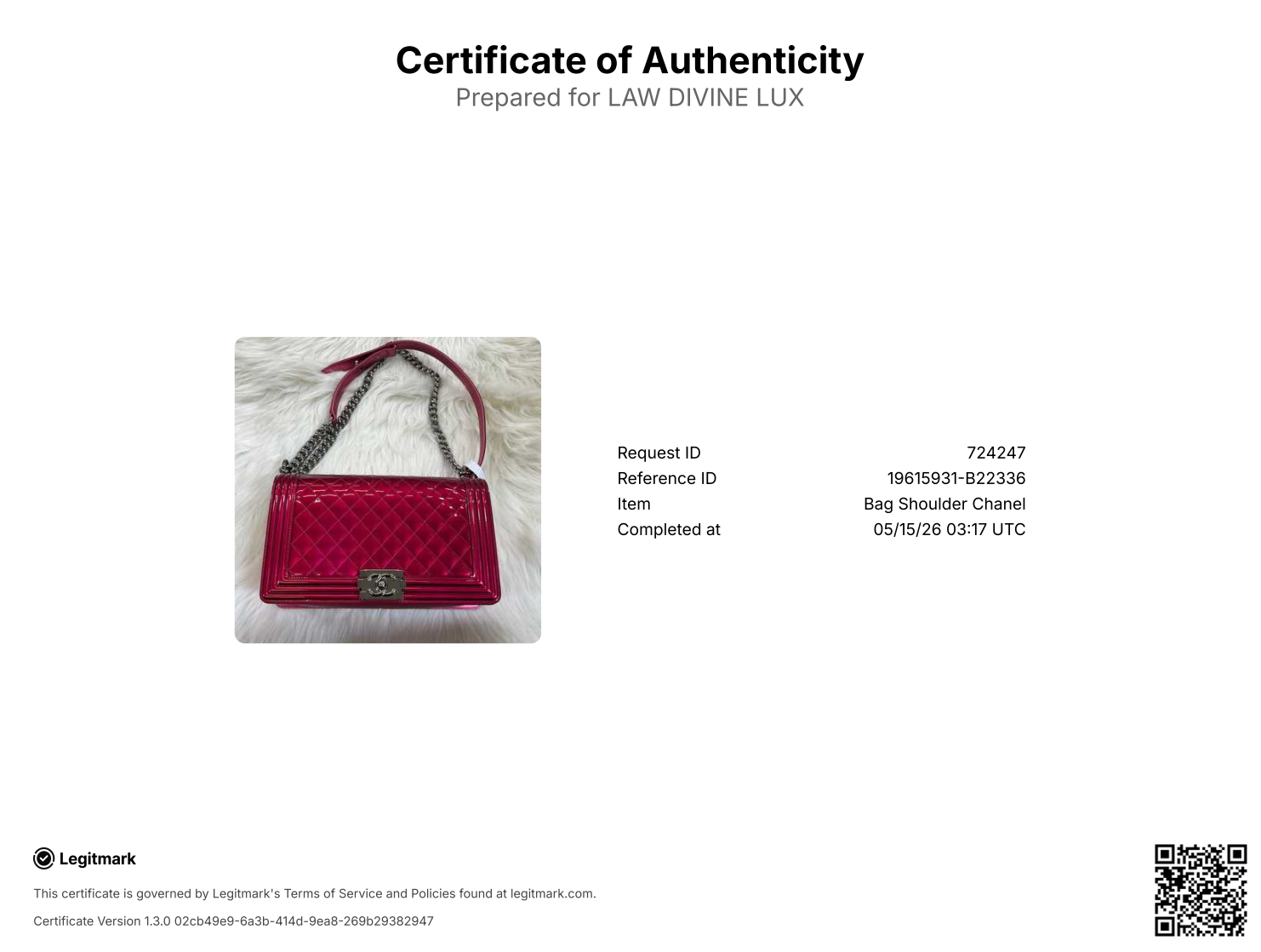 Boy Flap Bag Quilted Patent Medium Twins B22336