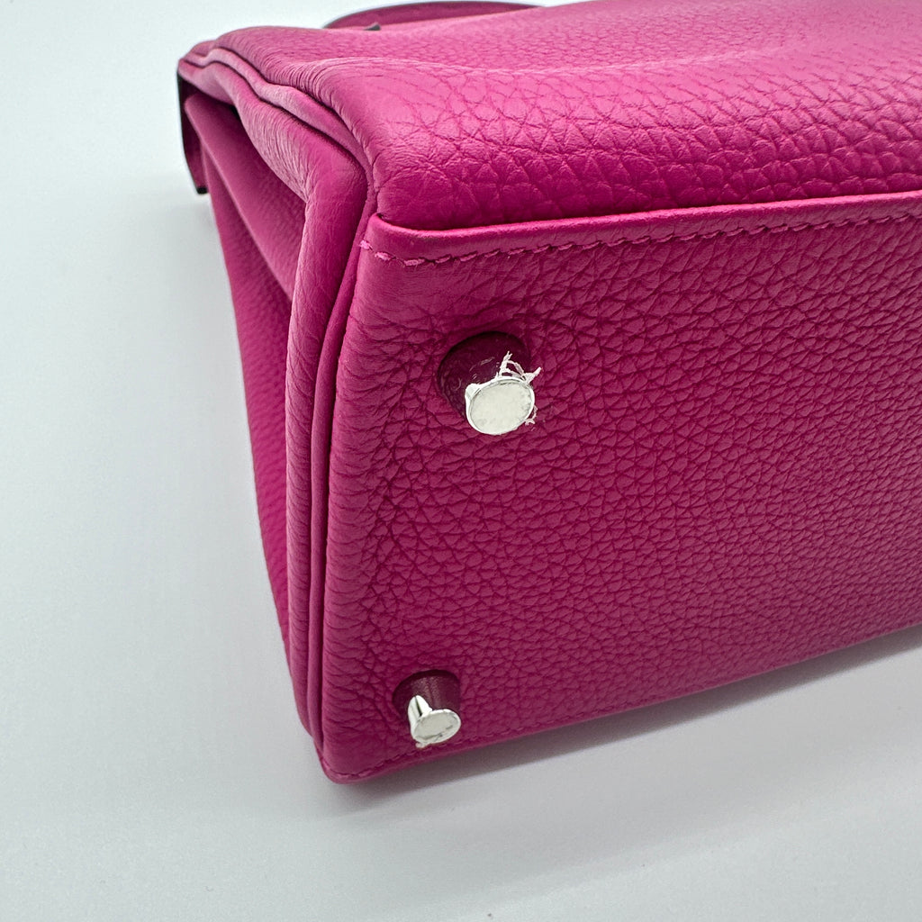 Kelly Handbag Rose Pourpre Togo with Palladium Hardware 28