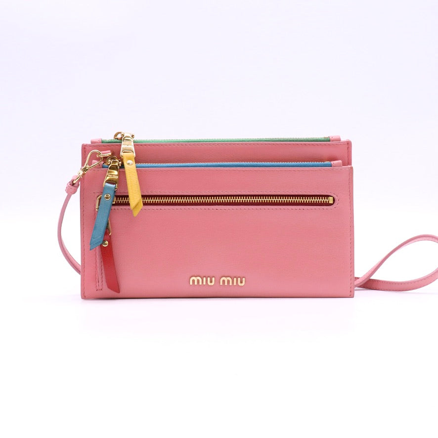 Miu Miu Glace Zip Colour Three-Color Envelope Crossbody Bag Twins LDJ6167