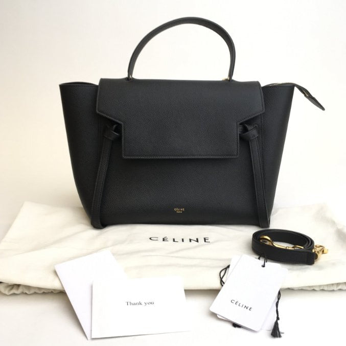 Grained Calfskin Micro Belt Bag Black twins