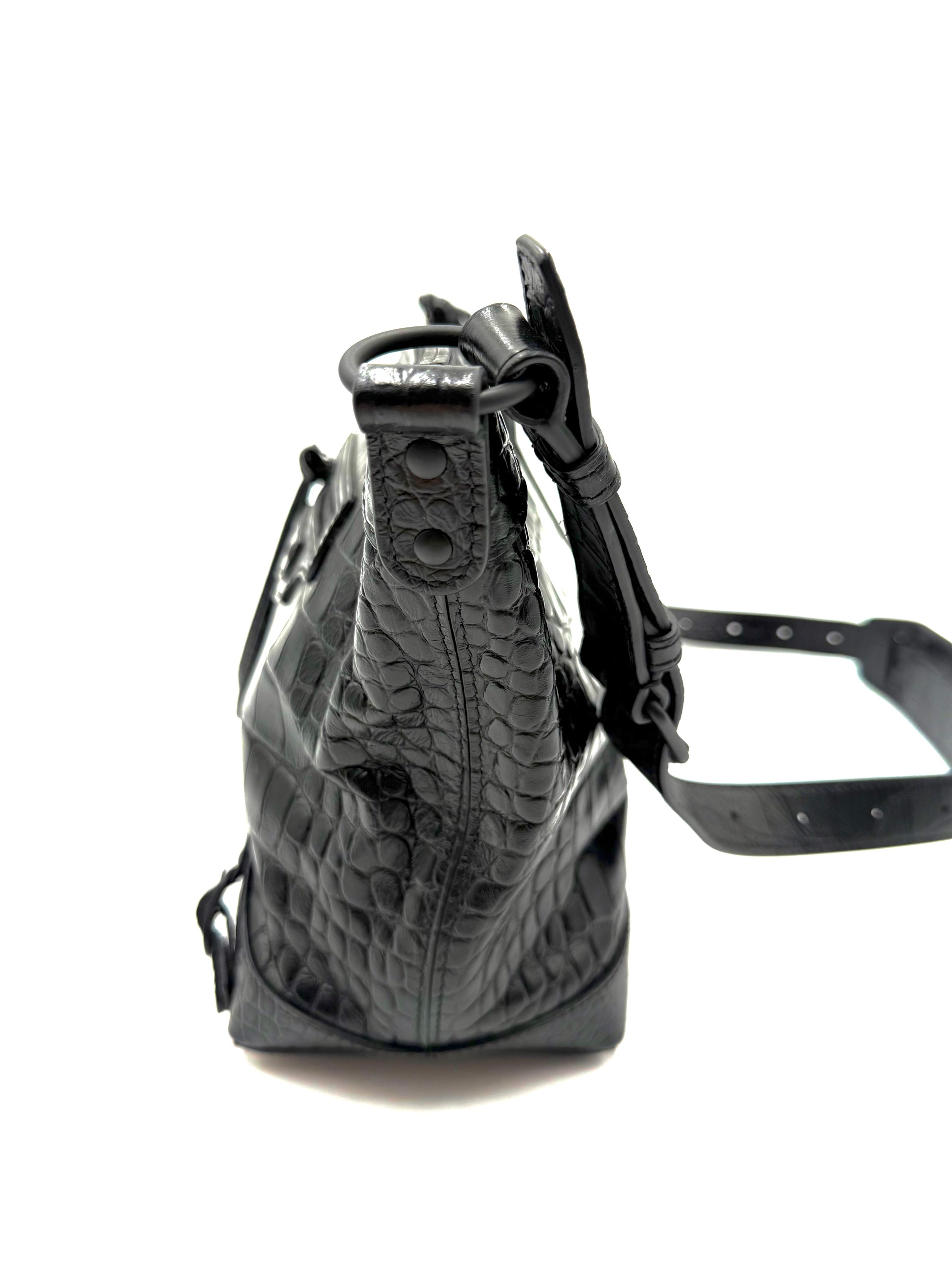 Balenciaga Neo Classic Hobo Crocodile Embossed Leather