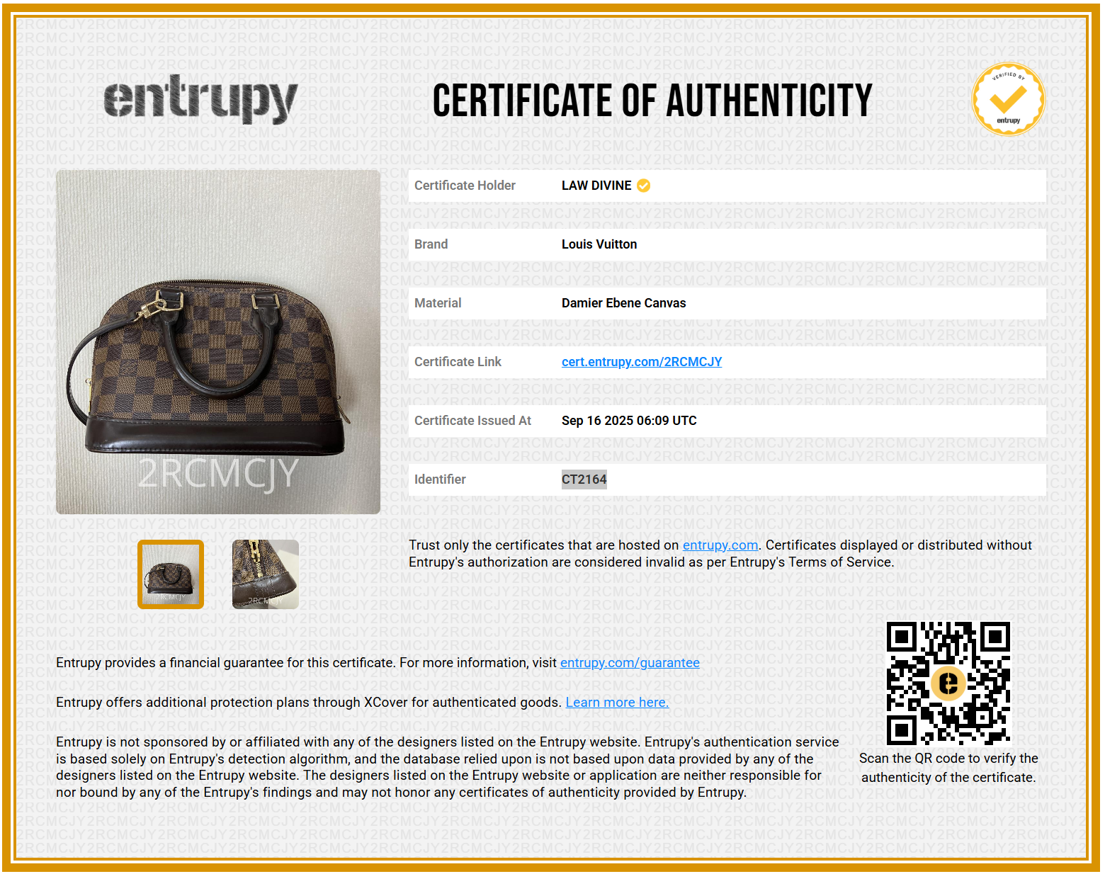 Alma Handbag Damier BB twins