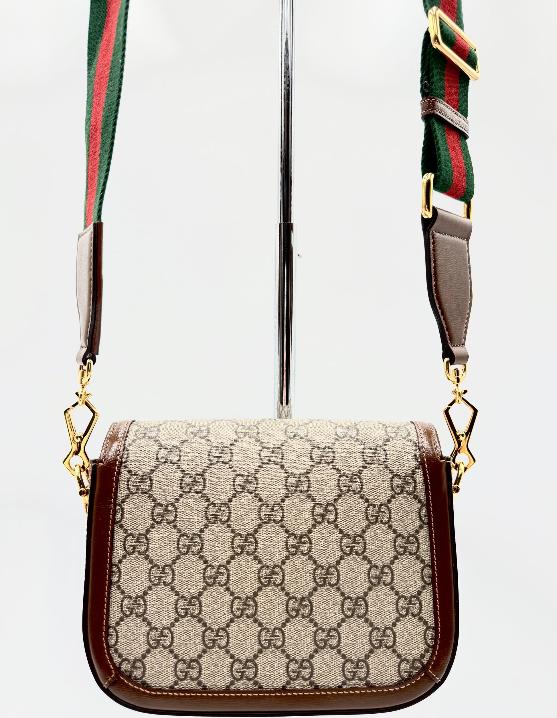 PRE-OWNED Gucci Horsebit 1955 small shoulder bag in GG Supreme canvas