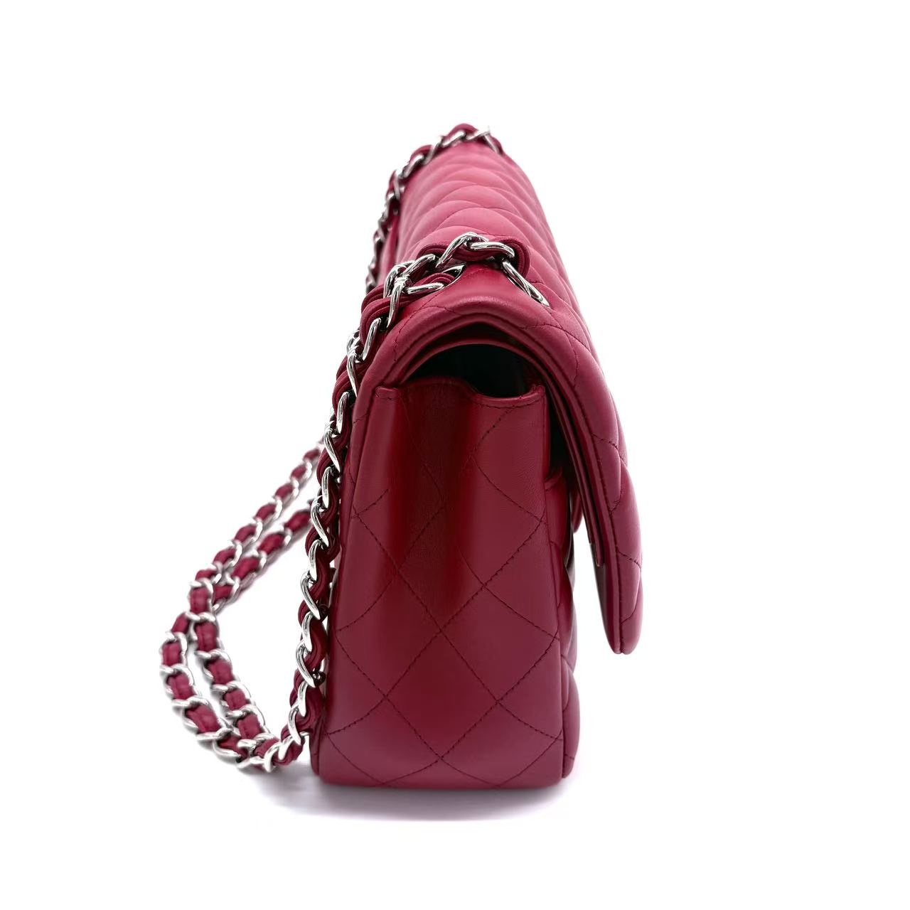 Caviar Quilted Jumbo Double Flap Dark Red