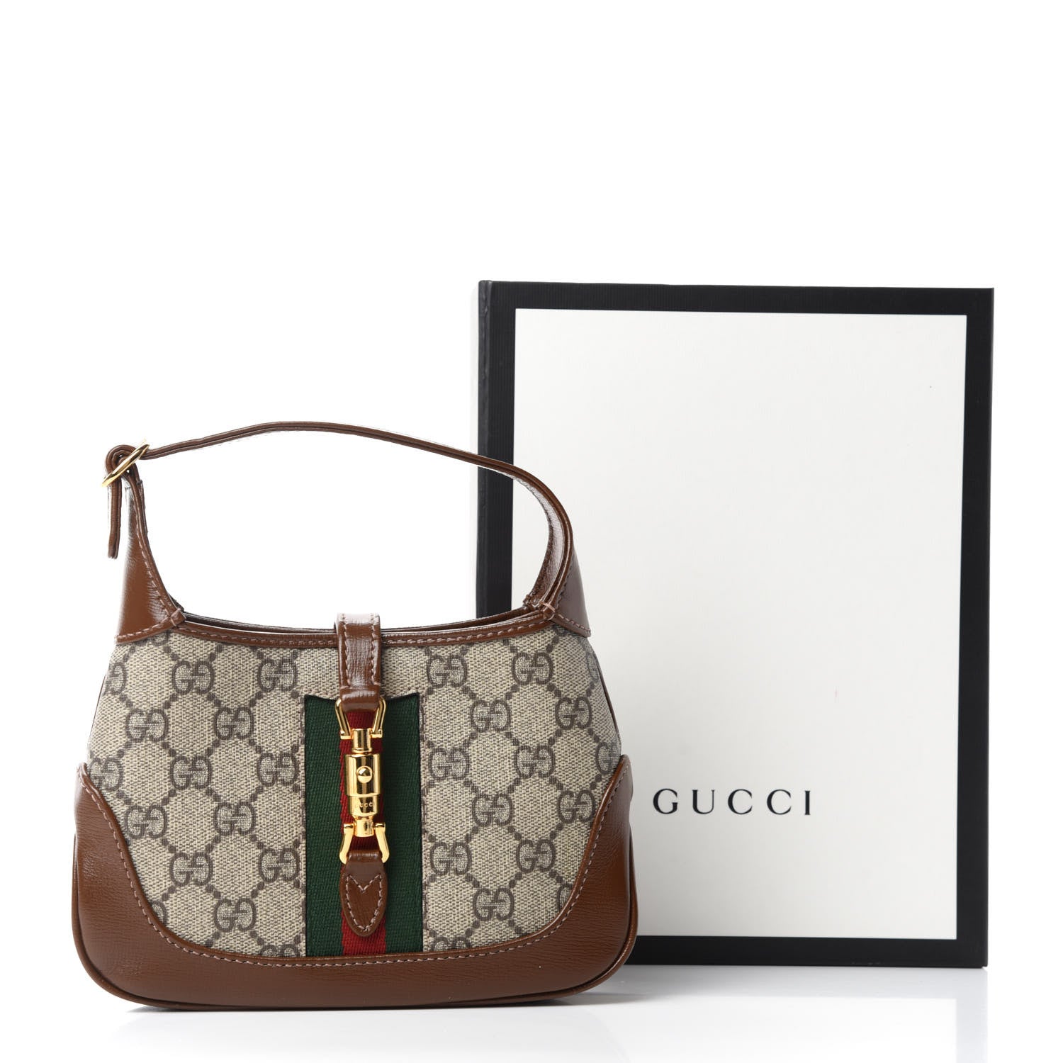 GG Supreme Monogram Azalea Calfskin Web Mini Jackie 1961 Hobo Beige Ebony Brown Sugar twins