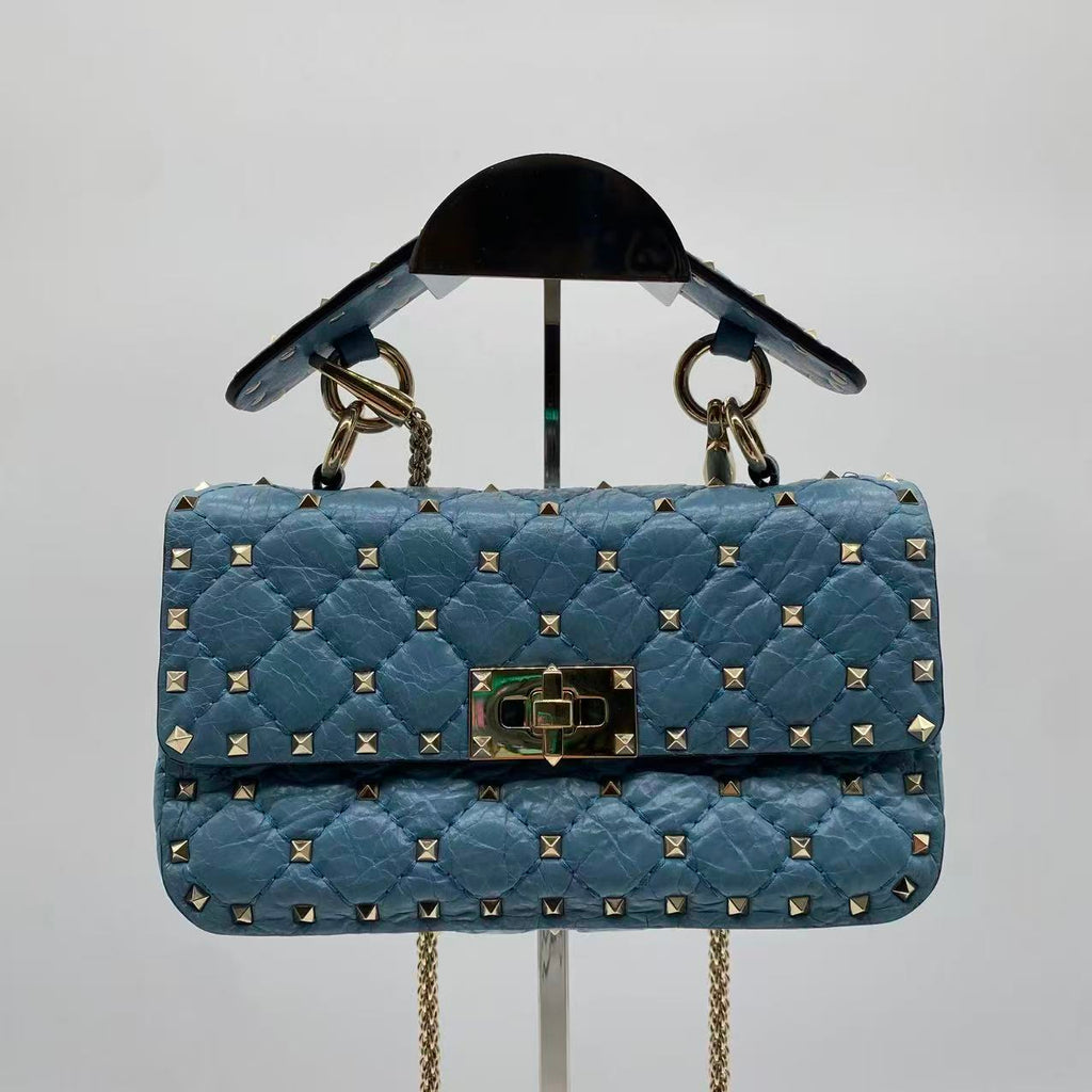 Valentino Rockstud Spike Flap Bag Quilted Leather Small
