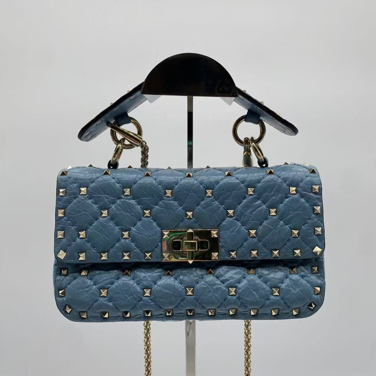 Valentino Rockstud Spike Flap Bag Quilted Leather Small