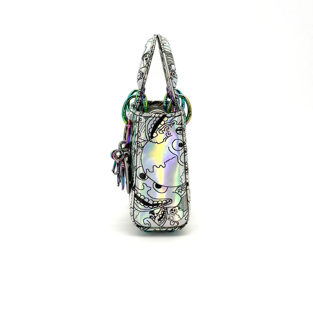 Lady Dior Art Bag Limited Edition Zhang Huan Metallic Leather Mini