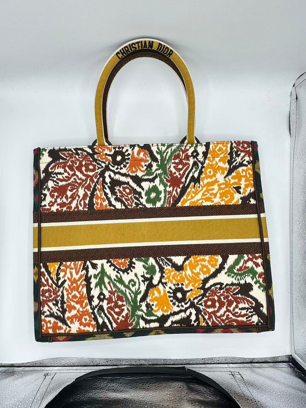 Large Embroidered Canvas Paisley Book tote bag
