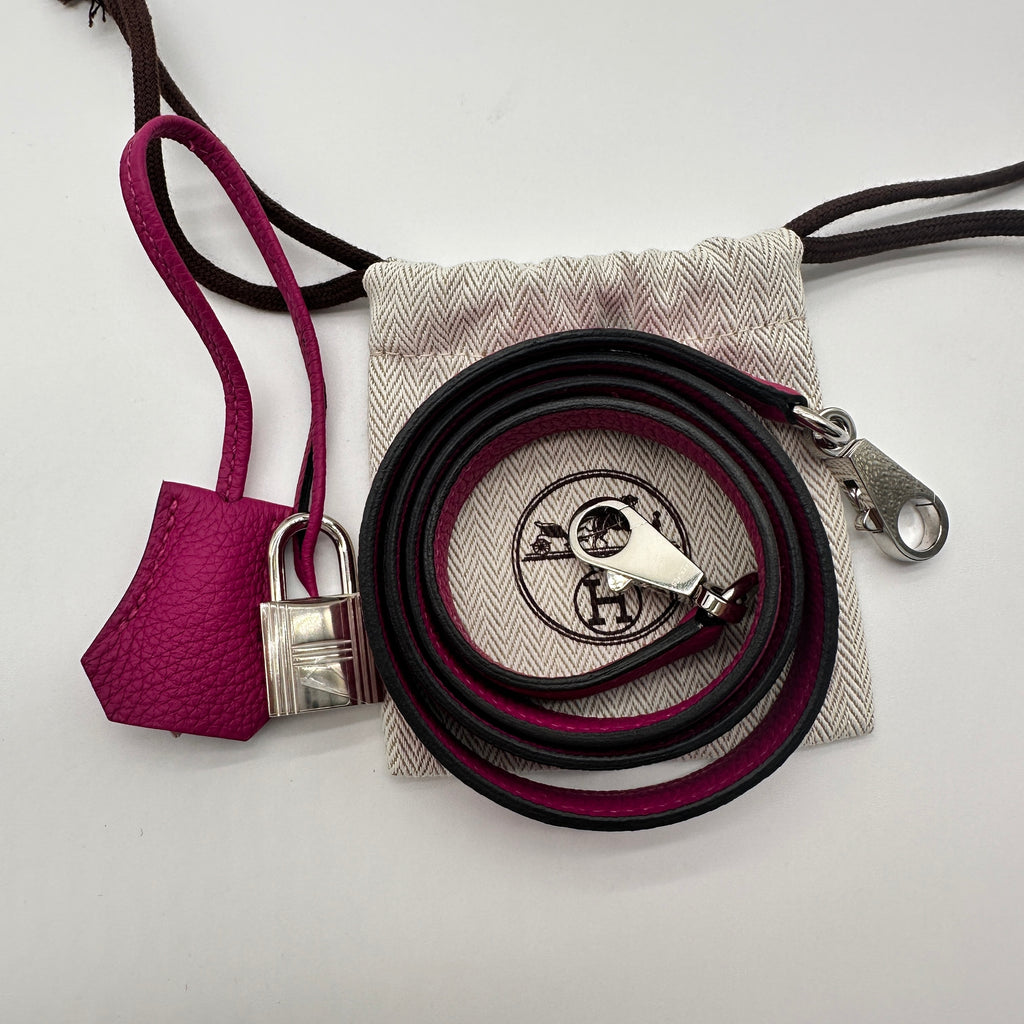 Kelly Handbag Rose Pourpre Togo with Palladium Hardware 28