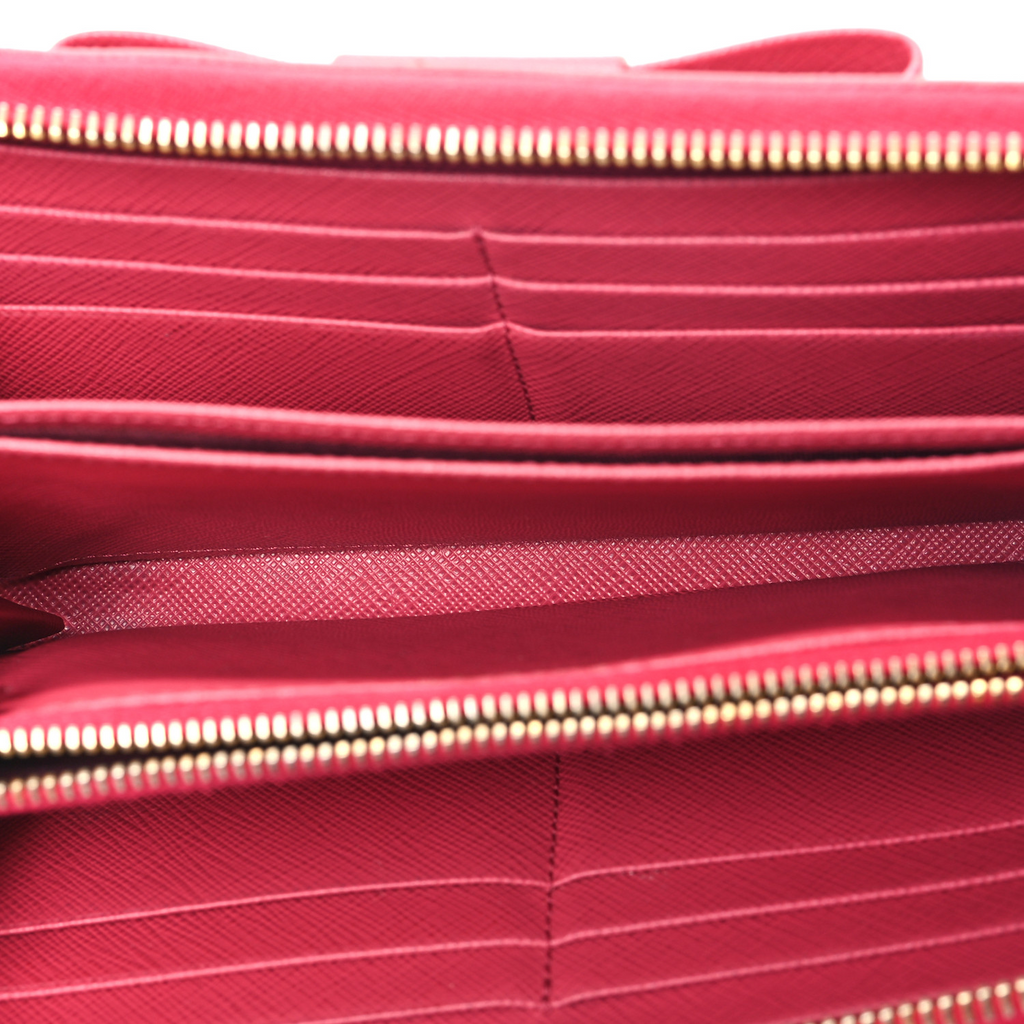 Saffiano Fiocco Bow Zip Around Wallet Twins