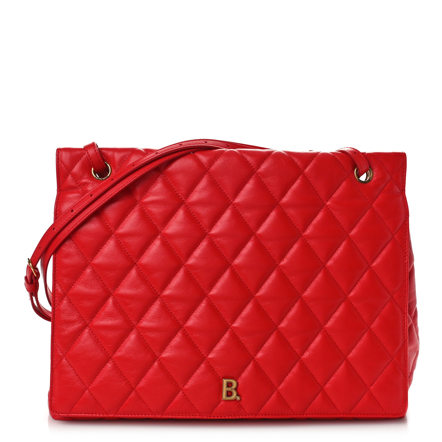 Nappa Calfskin Quilted Large Touch B Shoulder Bag Bright Red twins
