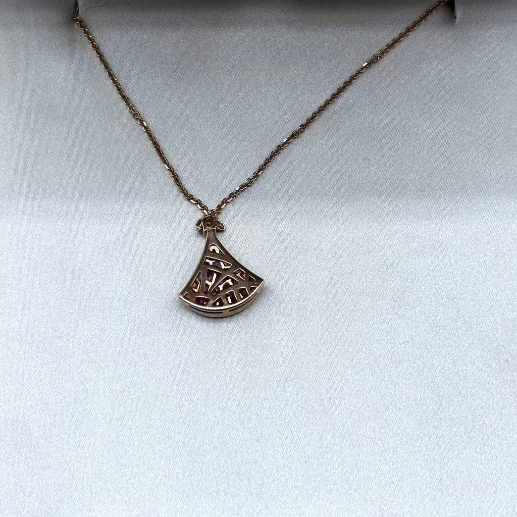 18K Rose Gold Diamond Pink Sapphire Divas' Dream Pendant Necklace