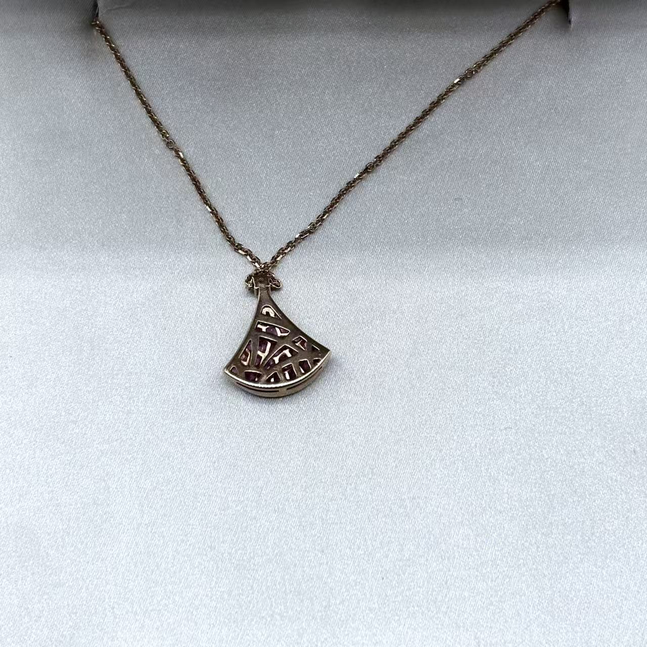 18K Rose Gold Diamond Pink Sapphire Divas' Dream Pendant Necklace