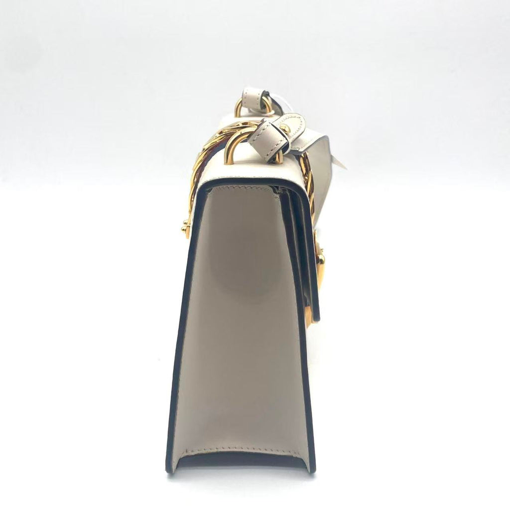 White Leather Vintage Web Mini Sylvie Shoulder Bag