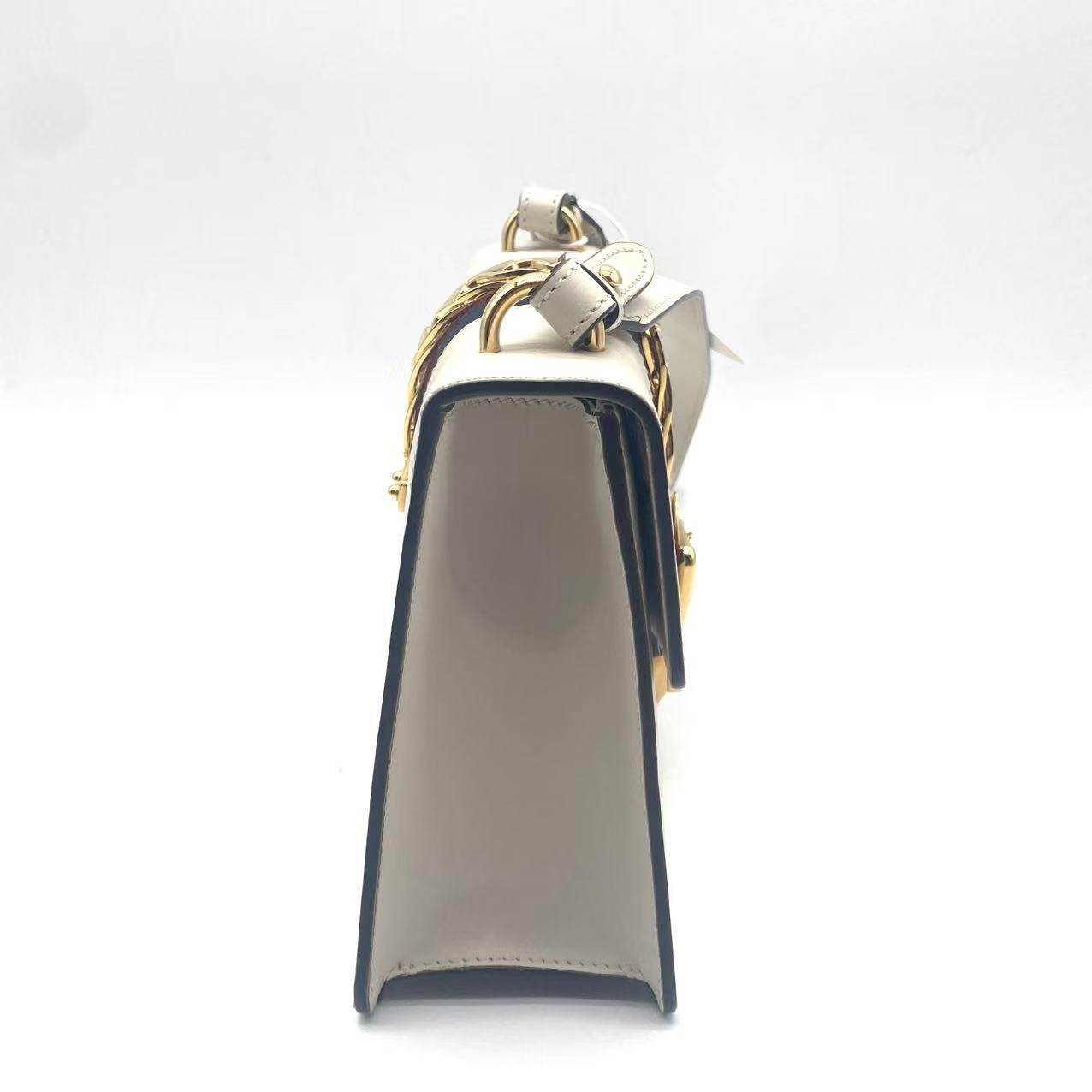 White Leather Vintage Web Mini Sylvie Shoulder Bag