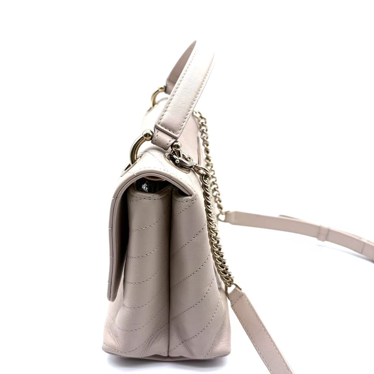 Chevron Chic Top Handle Bag Chevron Calfskin with Elaphe Small