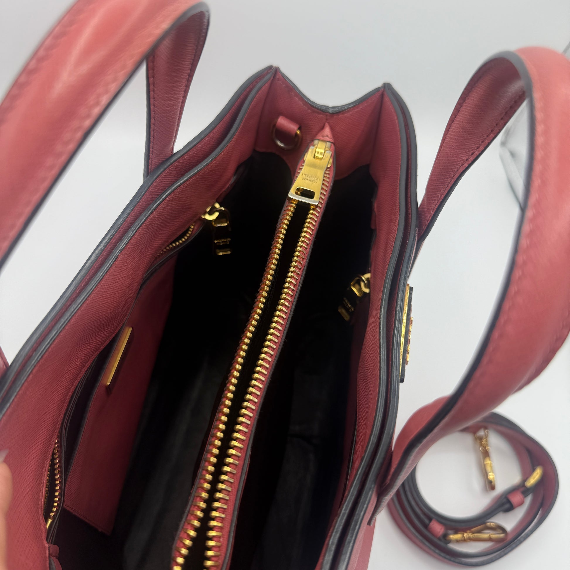 Soft Triple Pocket Saffiano Leather Convertible Tote