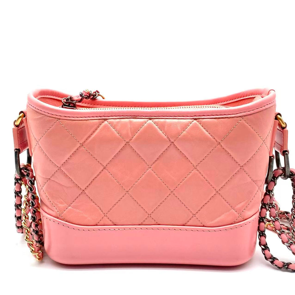 Gabrielle Hobo Quilted Aged Calfskin Small Pink