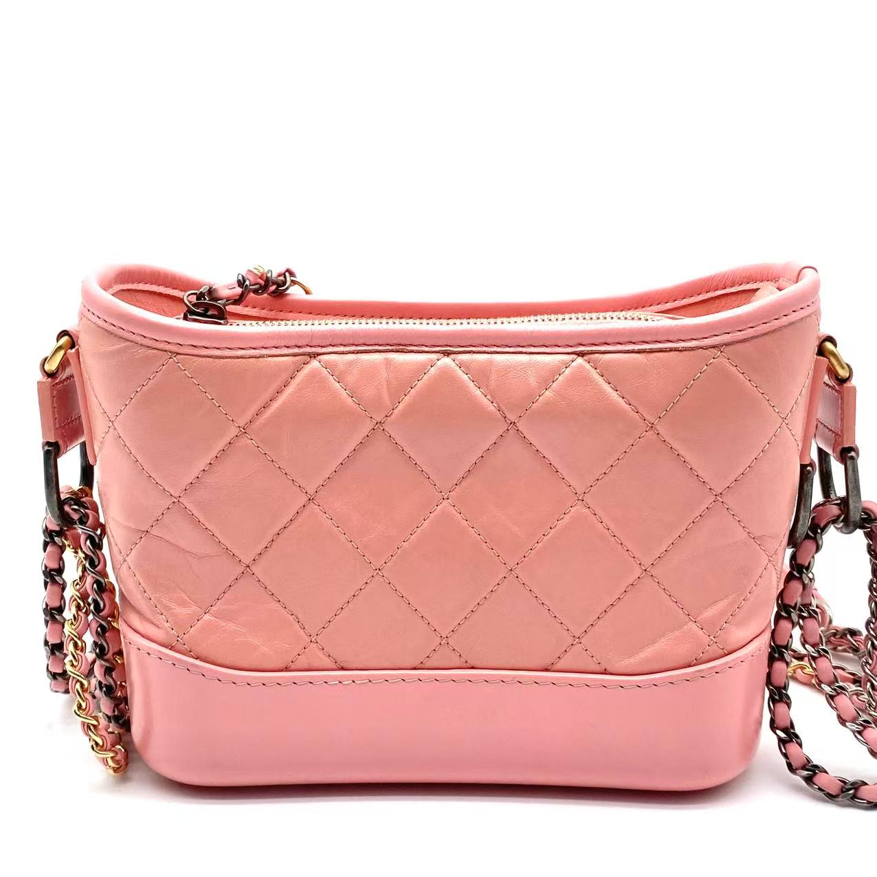 Gabrielle Hobo Quilted Aged Calfskin Small Pink