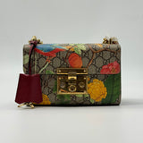 Padlock Shoulder Bag Blooms Print GG Coated Canvas Small