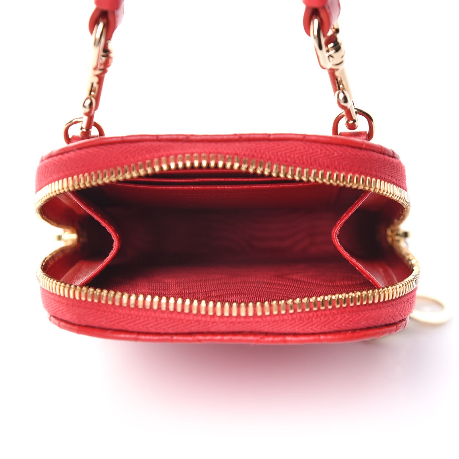 Lambskin Cannage Dioramour Lady Dior Phone Holder Bright Red - twins
