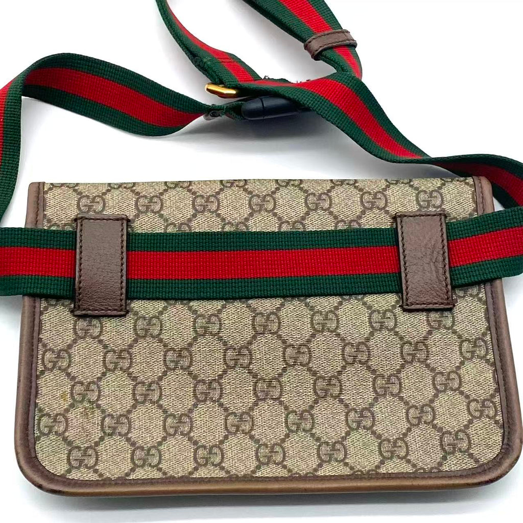 GG Supreme Monogram Neo Vintage Web Belt Bag Brown