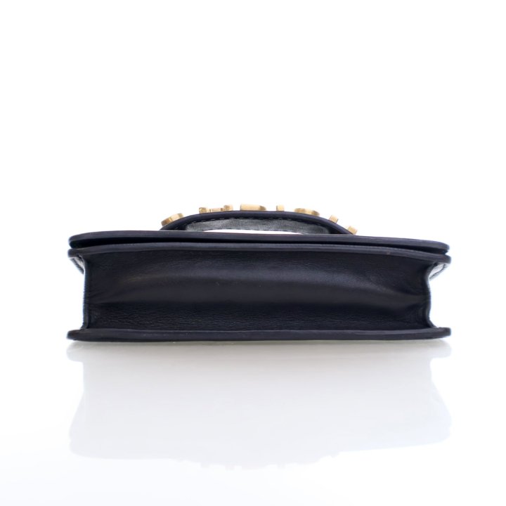 Black Leather J'Adior Shoulder Bag twins