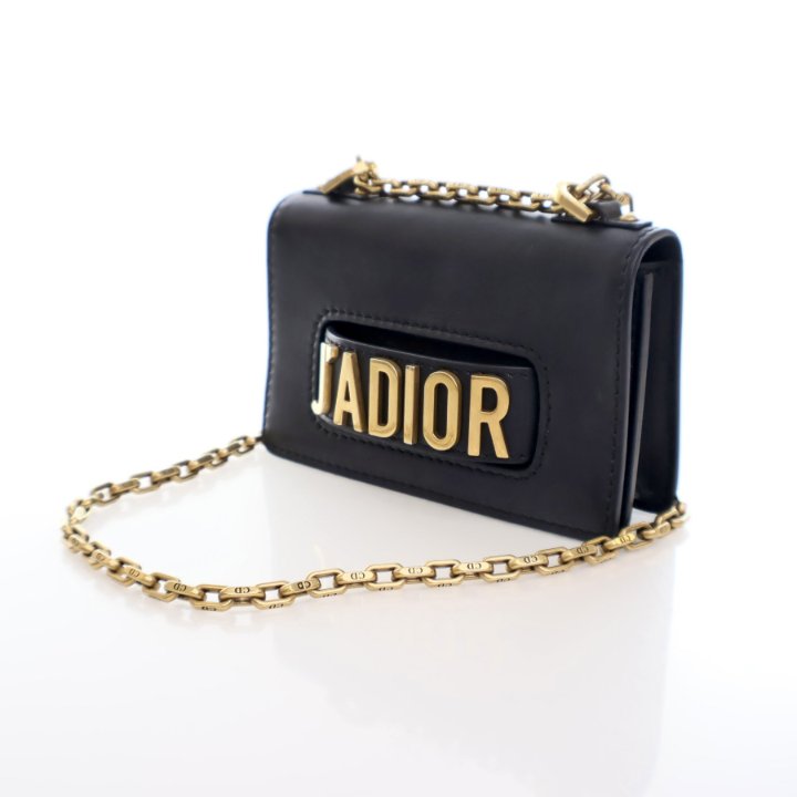 Black Leather J'Adior Shoulder Bag twins