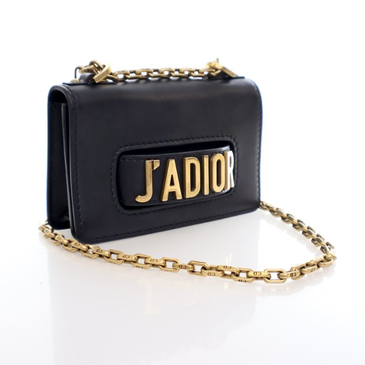Black Leather J'Adior Shoulder Bag twins