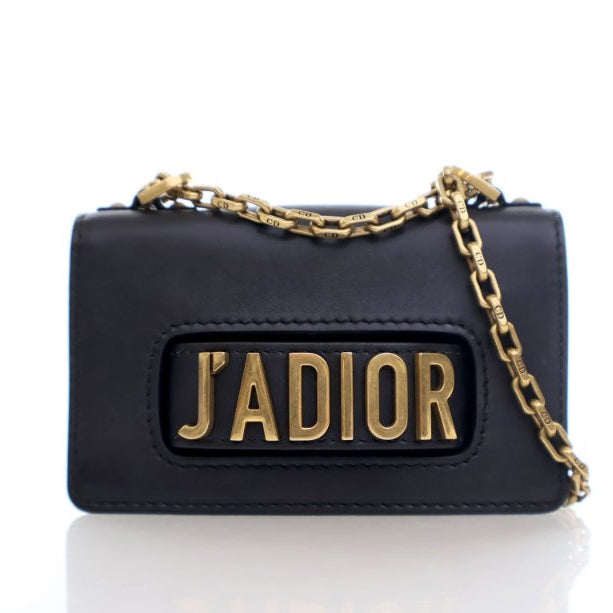 Black Leather J'Adior Shoulder Bag twins
