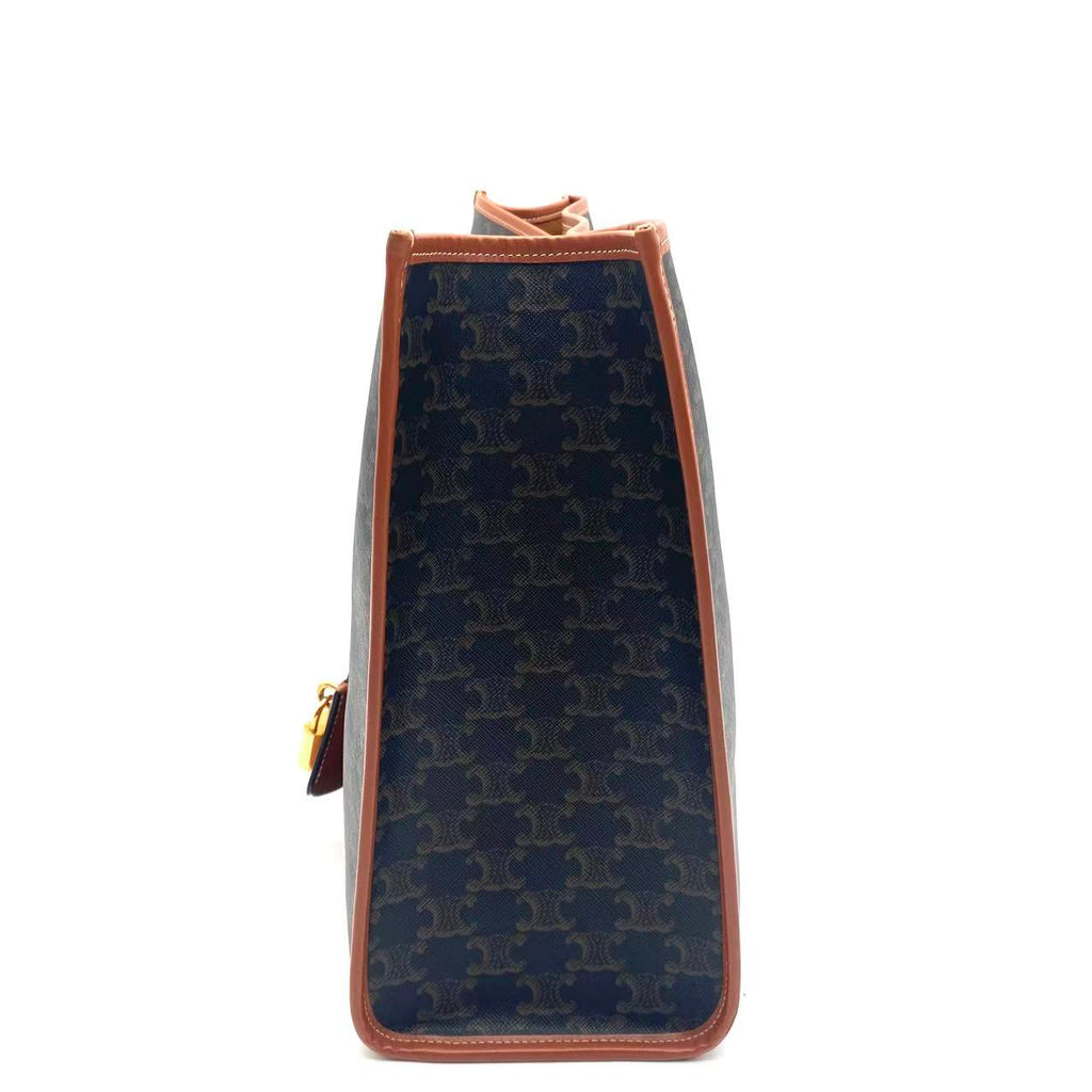 Triomphe Canvas Calfskin Horizontal Cabas Tan
