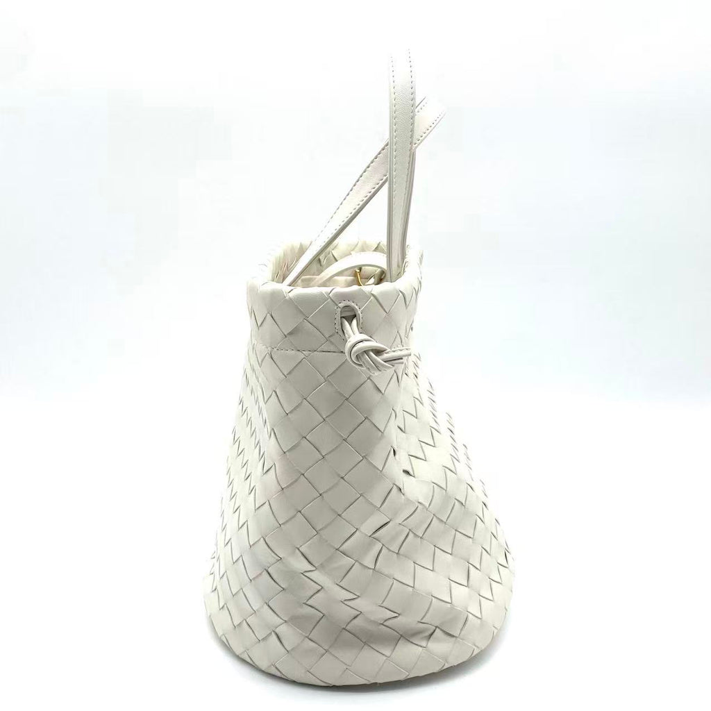 White leather Intrecciato Small Castello