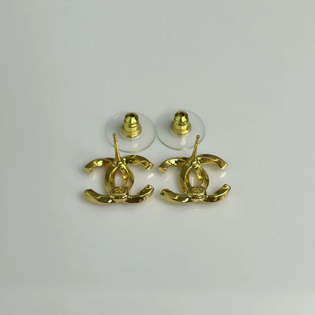 CC Stud Earrings Metal Gold Twins LDJ3474