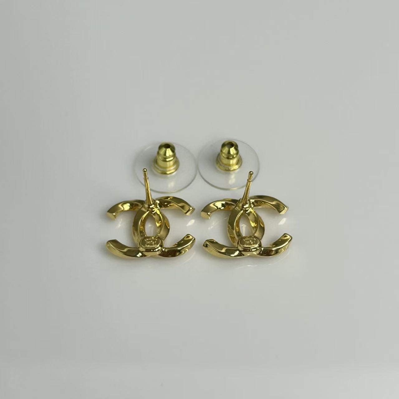 CC Stud Earrings Metal Gold Twins LDJ3474
