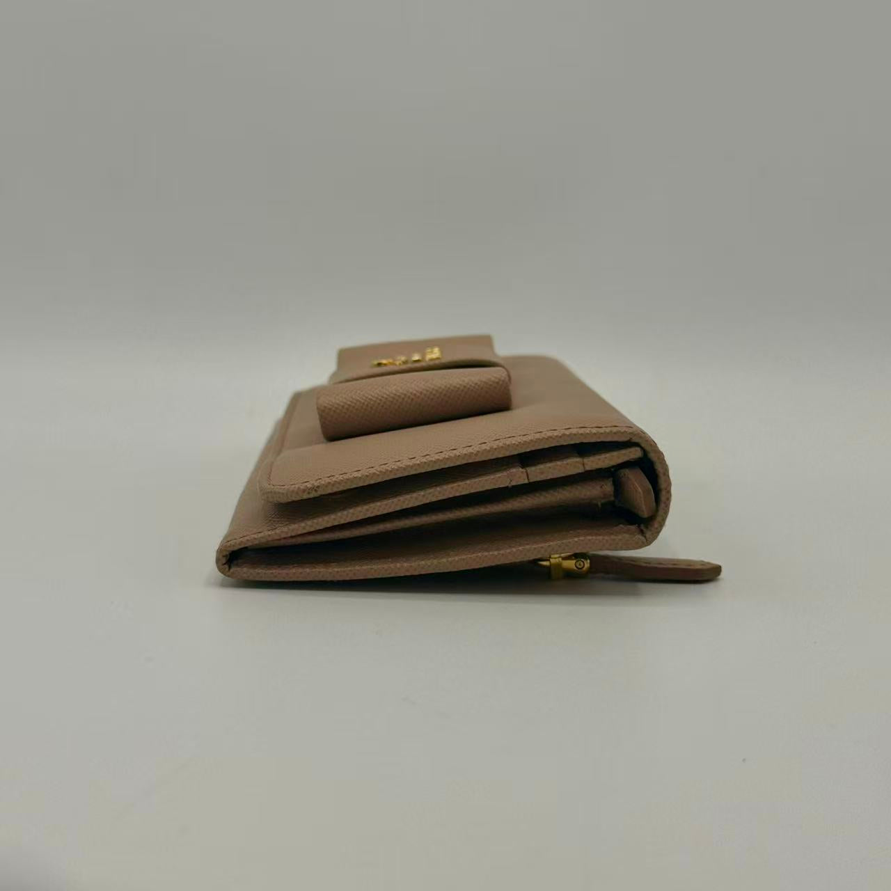 Bow Flap Wallet Saffiano Leather Long